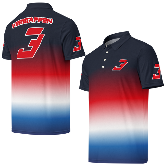 Polo ajustado de Max Verstappen F1 con bandera holandesa para hombre