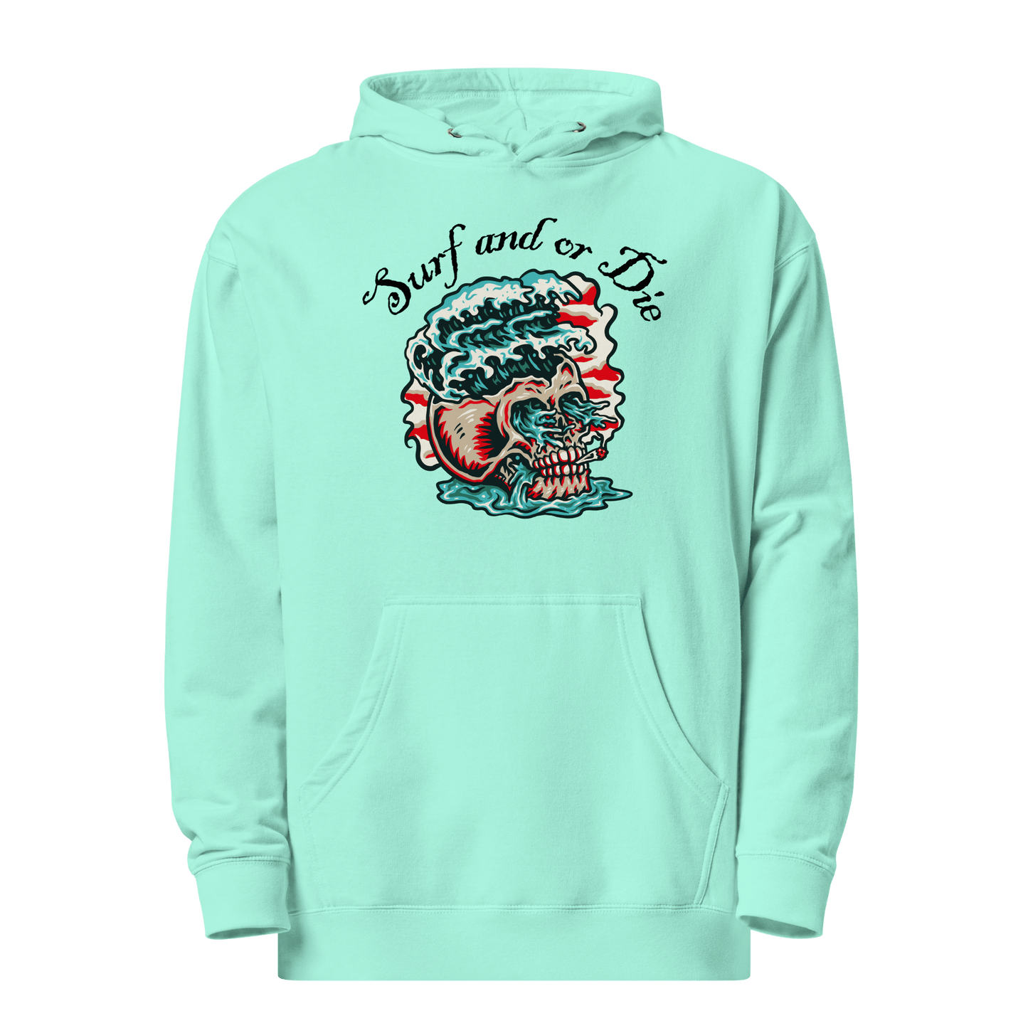 'Surf and or Die' Slogan Surf / Surfing Hoodie - Unisex - 6 Colors - Mooving Merch