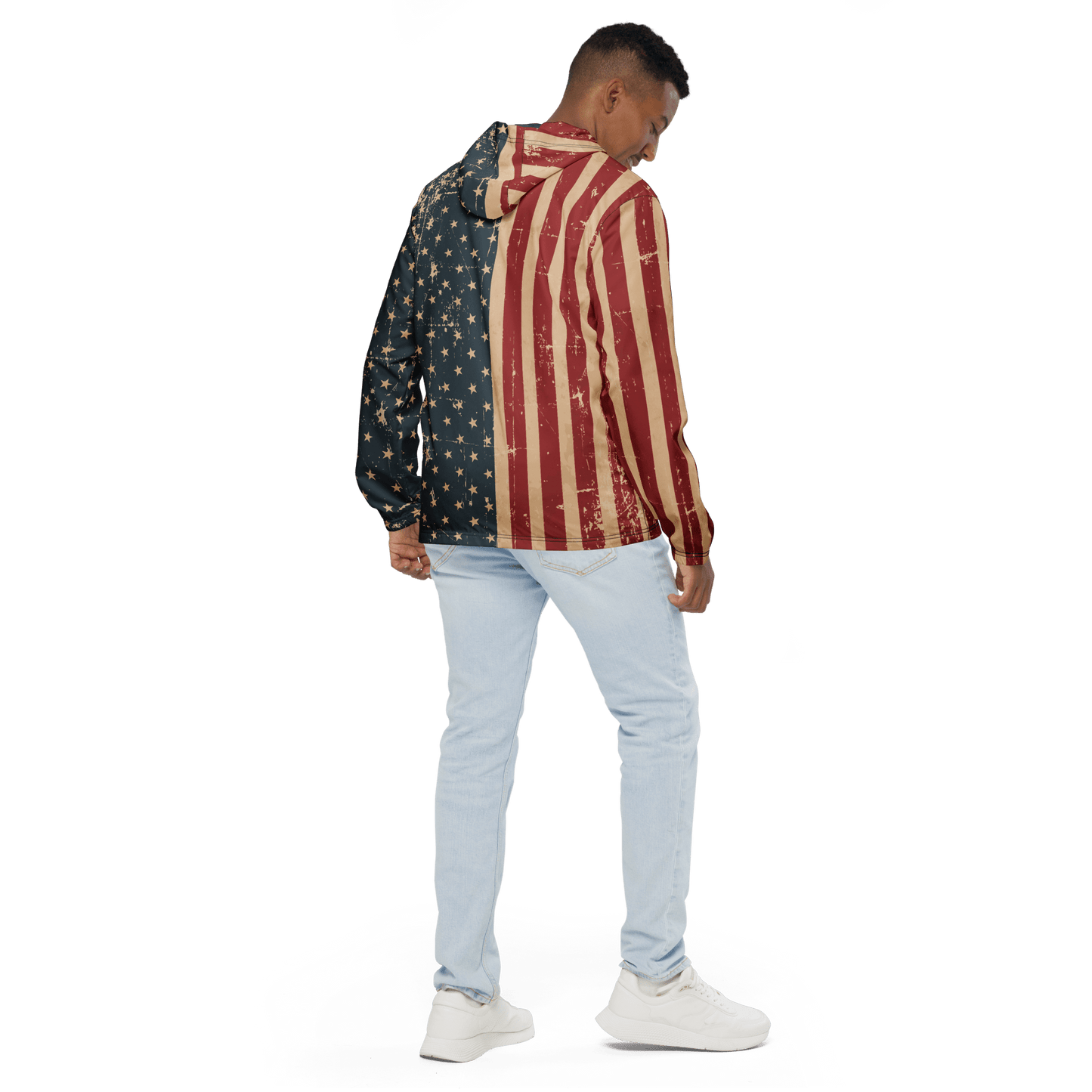Vintage American Flag Printed Men's Windbreaker - XS - 3XL - Mooving Merch