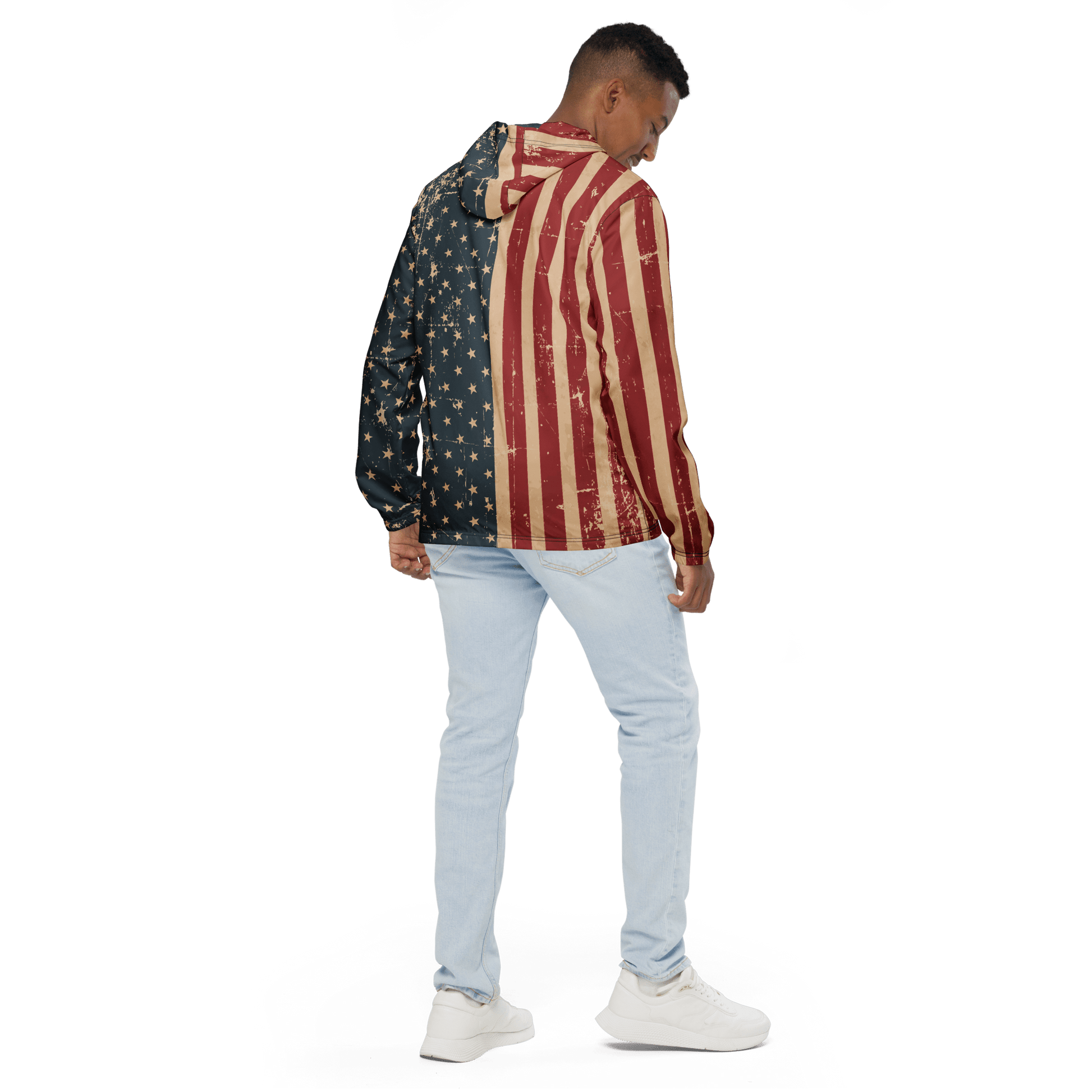 Vintage American Flag Printed Men's Windbreaker - XS - 3XL - Mooving Merch