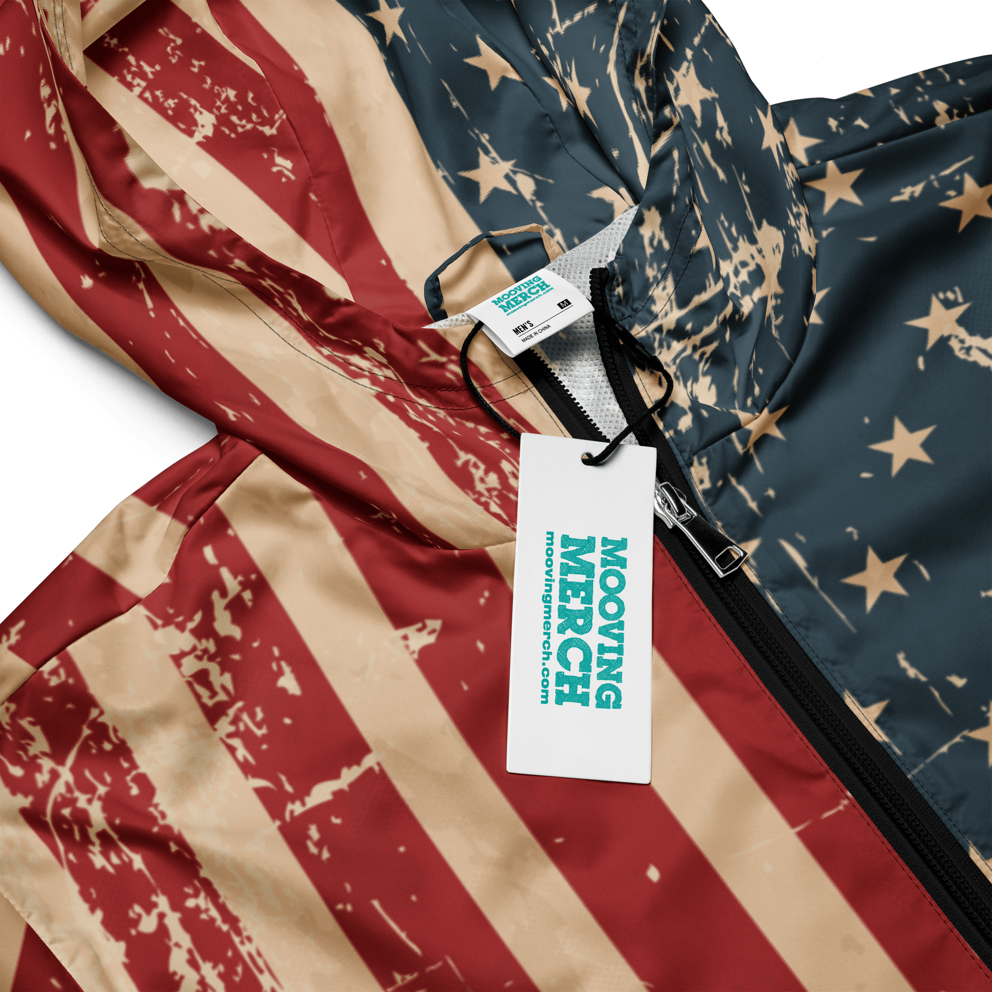 Vintage American Flag Printed Men's Windbreaker - XS - 3XL - Mooving Merch