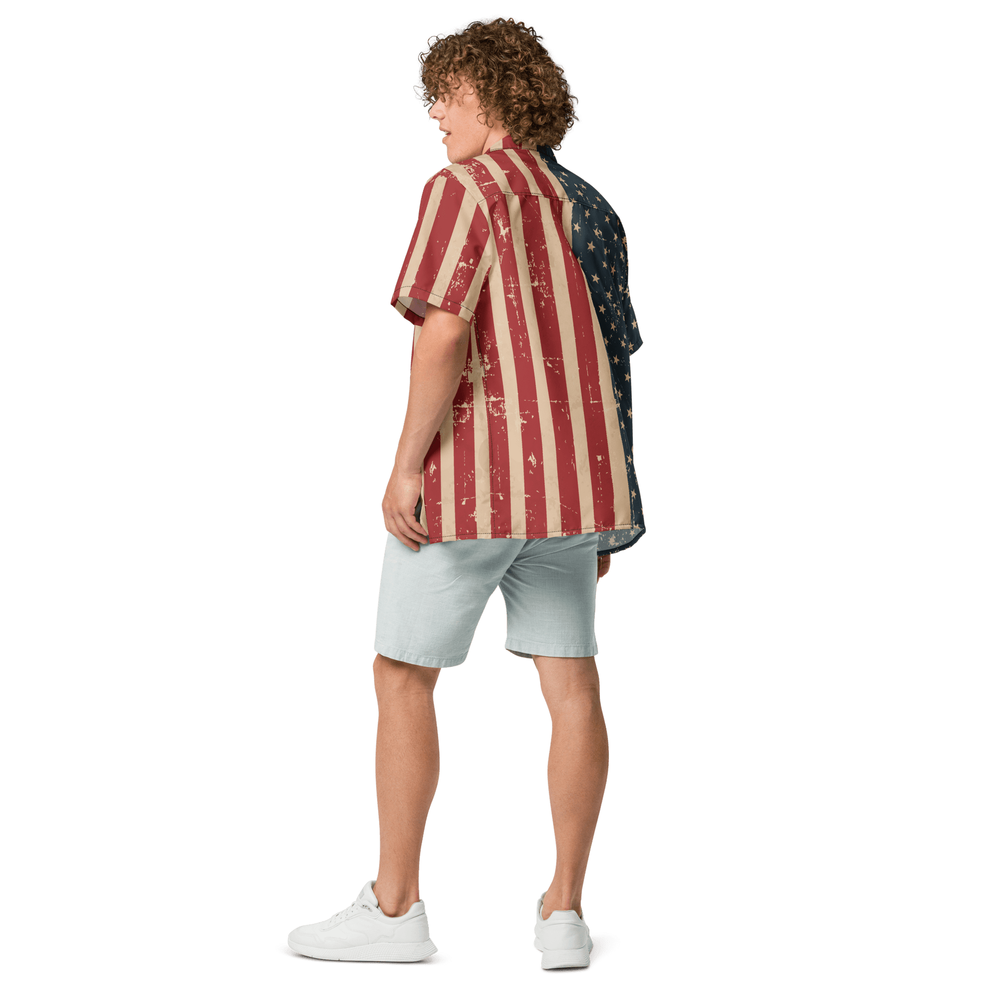 Vintage American Flag Vintage - Look Button - Up Shirt - Unisex 2XS to 6XL - Mooving Merch
