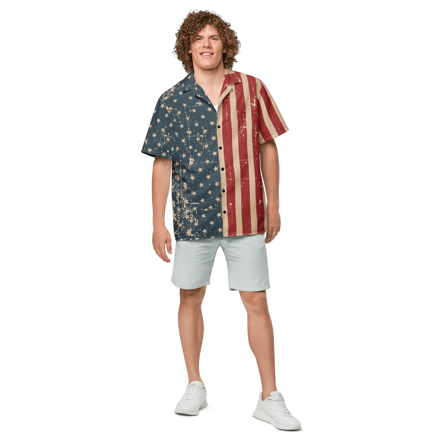 Vintage American Flag Vintage - Look Button - Up Shirt - Unisex 2XS to 6XL - Mooving Merch