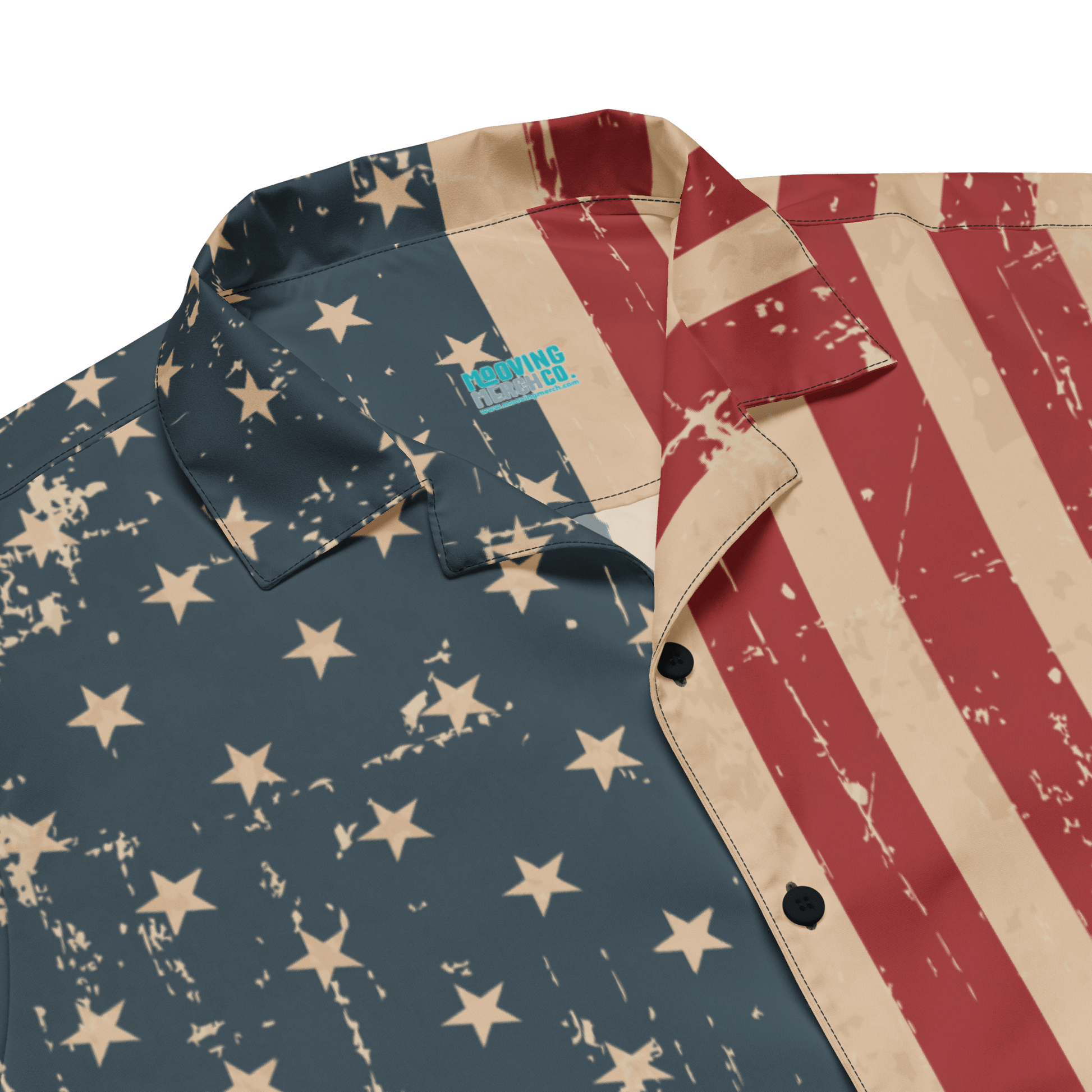 Vintage American Flag Vintage - Look Button - Up Shirt - Unisex 2XS to 6XL - Mooving Merch