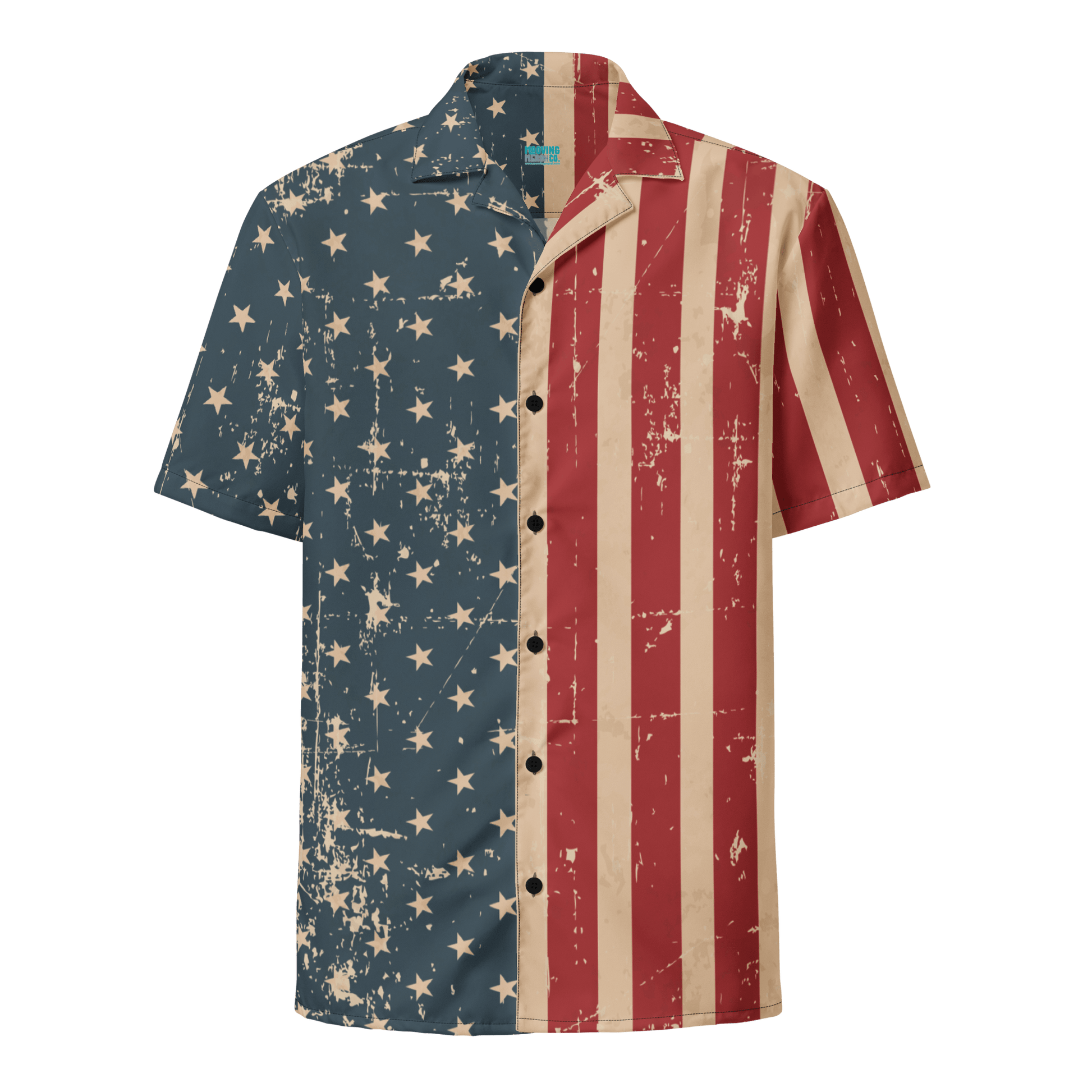 Vintage American Flag Vintage - Look Button - Up Shirt - Unisex 2XS to 6XL - Mooving Merch