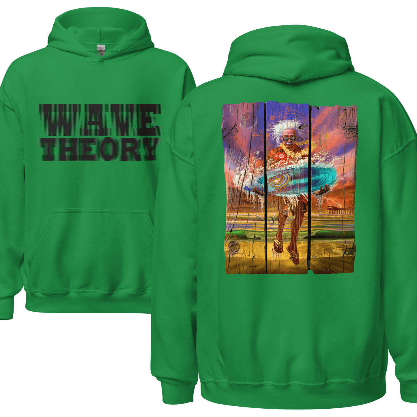 Wave Theory Einstein Themed Surf Hoodie - 7 Colours - S to 5XL - Mooving Merch