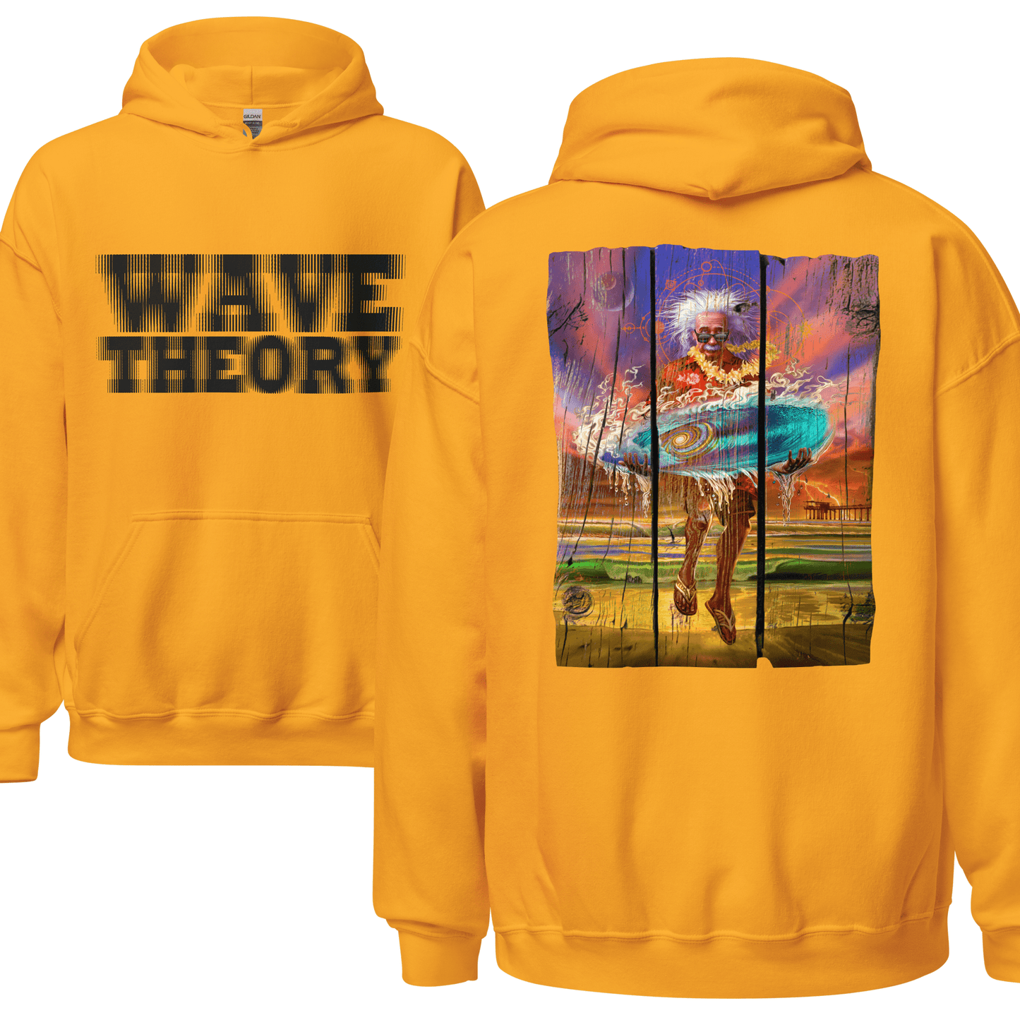 Wave Theory Einstein Themed Surf Hoodie - 7 Colours - S to 5XL - Mooving Merch