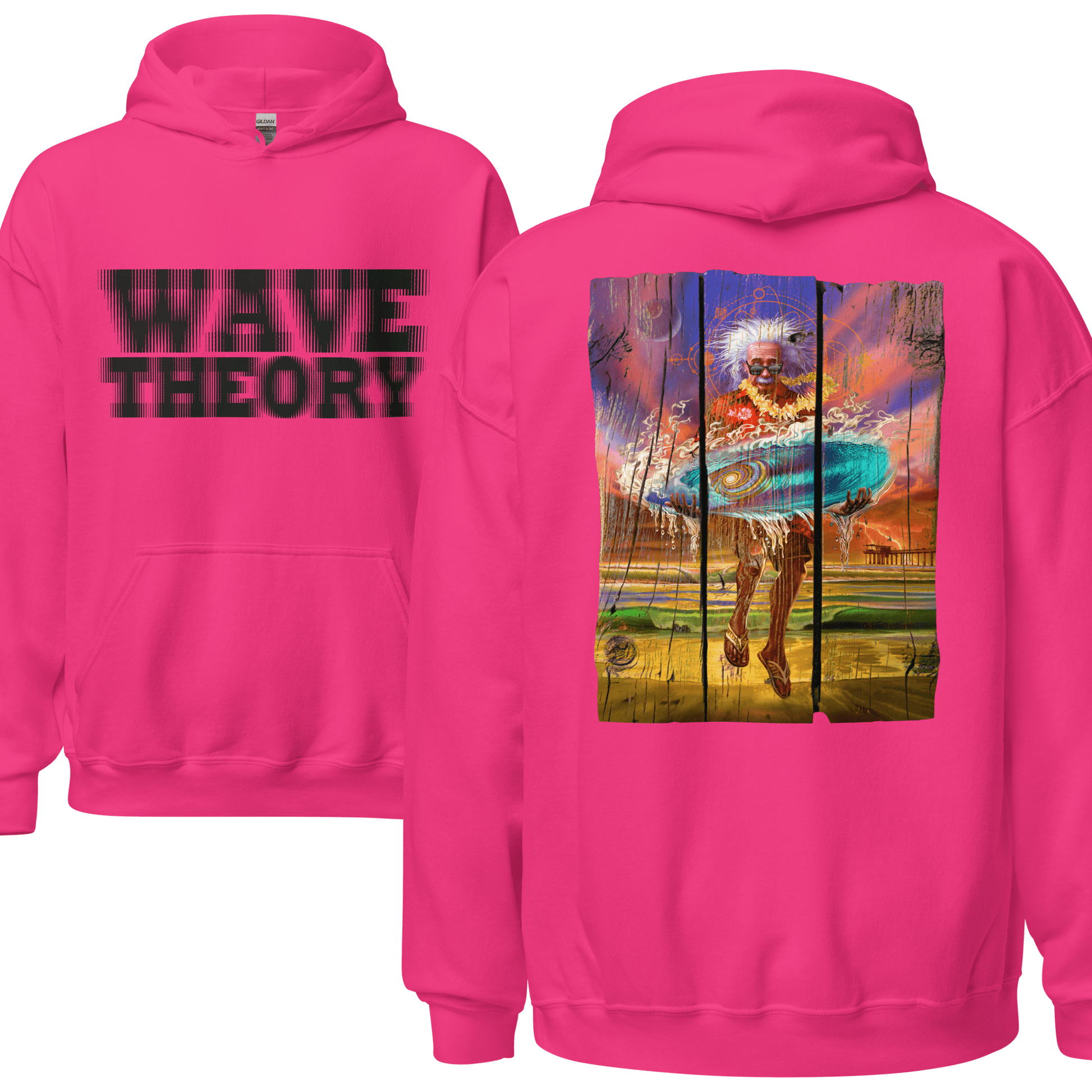 Wave Theory Einstein Themed Surf Hoodie - 7 Colours - S to 5XL - Mooving Merch