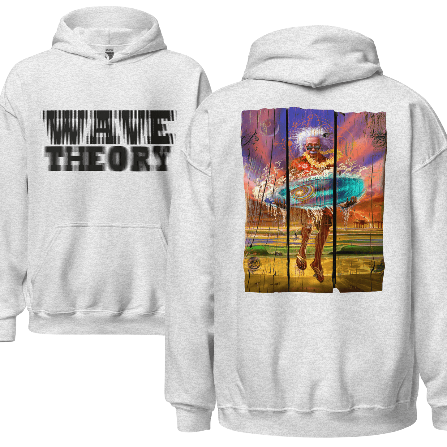 Wave Theory Einstein Themed Surf Hoodie - 7 Colours - S to 5XL - Mooving Merch
