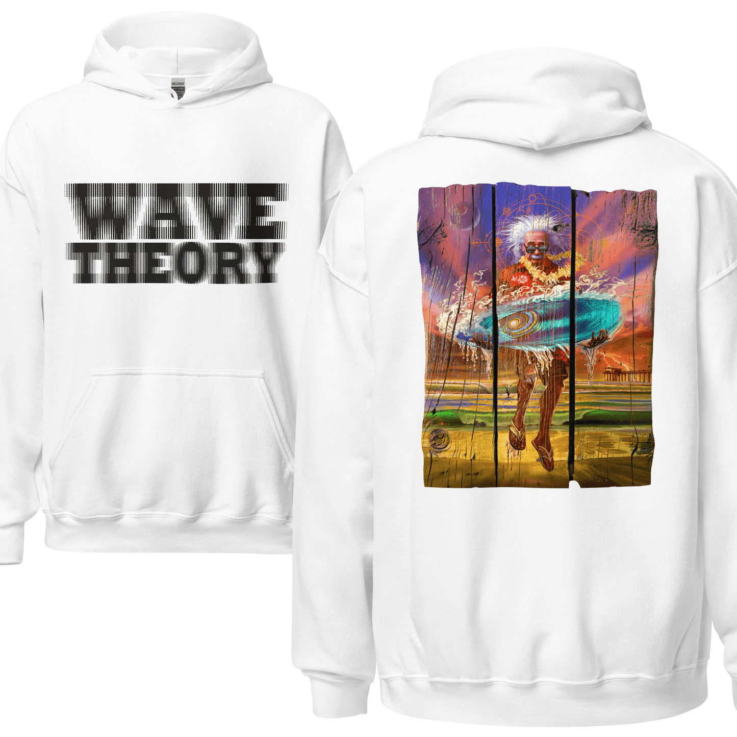 Wave Theory Einstein Themed Surf Hoodie - 7 Colours - S to 5XL - Mooving Merch